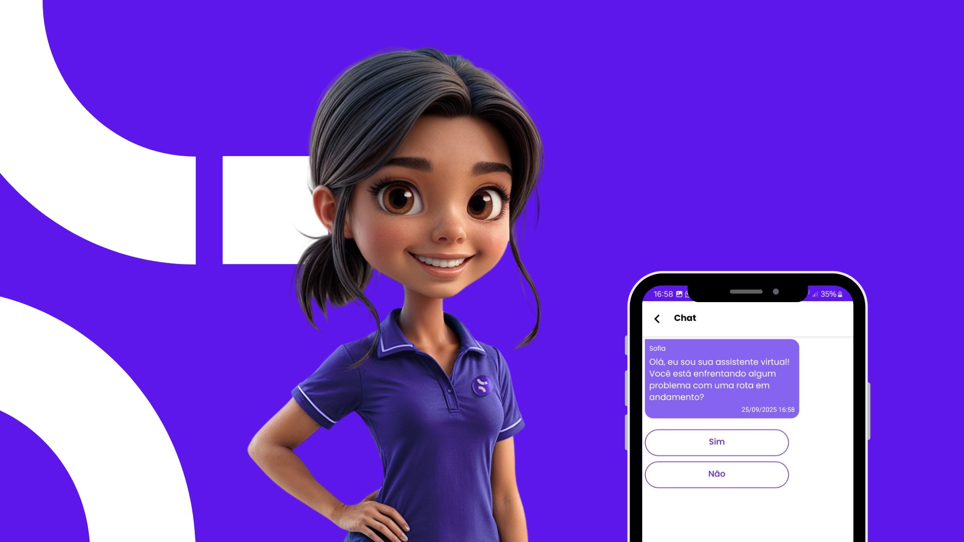 Sofia atendente virtual da Eu Entrego: suporte rápido e prático para entregadores